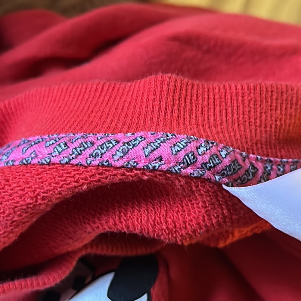 Minnie Mouse balloon sleeve oversize sweatshirt Disney Parks 2X rare rd & pink - Picture 8 of 10